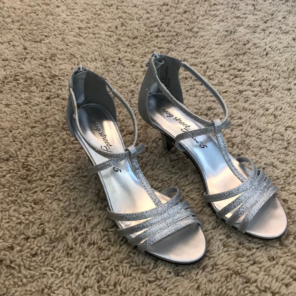 silver kitten heel